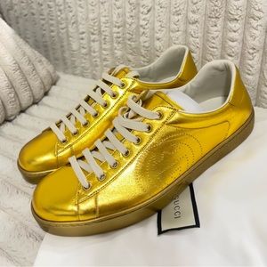 Mens gucci sneakers metallic gold